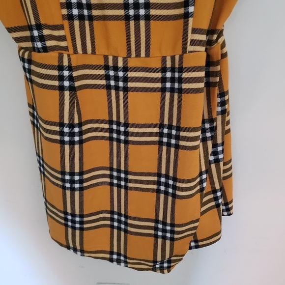 NoBo No Boundaries Plaid Tank Romper Mustard Yellow Black White Juniors XXL - Picture 5 of 13